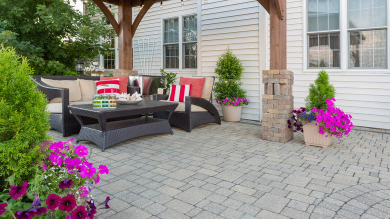 gray brick pavers in patio