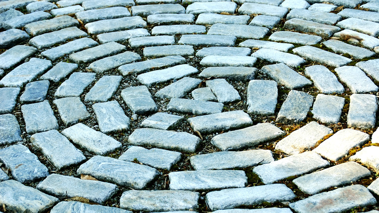 stone spirals for backyard patio