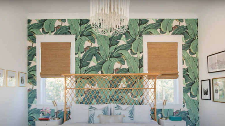 Tropical bedroom window treatment