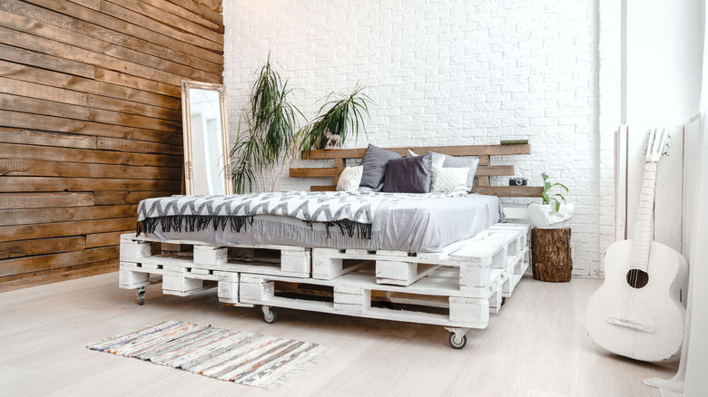 Wooden pallet bed frame