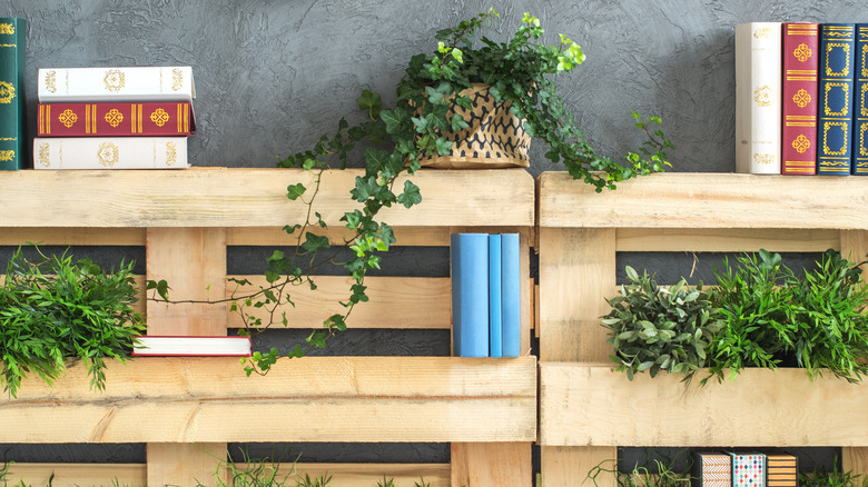 Wood pallet book shelf