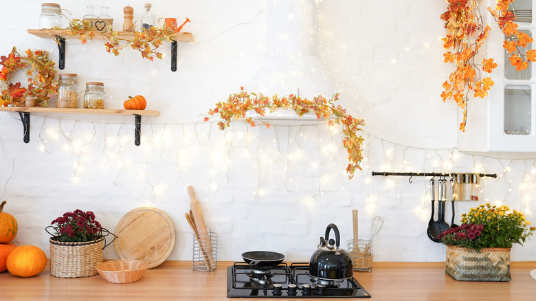 Leaves in a kitchen