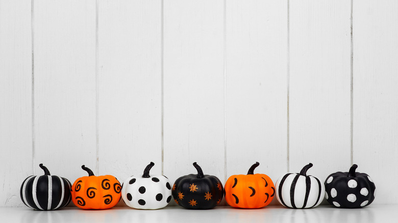 Pumpkins painted with patterns