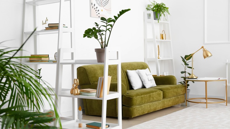 green and white living room 