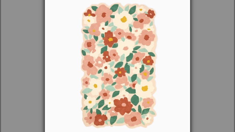 Floral wavy area rug