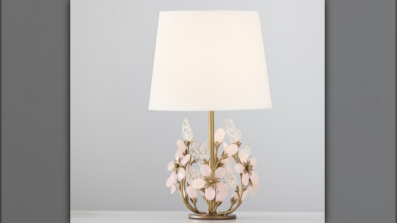 Glass floral table lamp