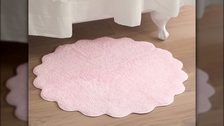 Pink scalloped bath mat