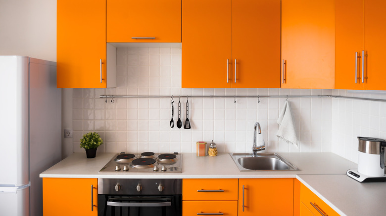 orange kitchen cabinets