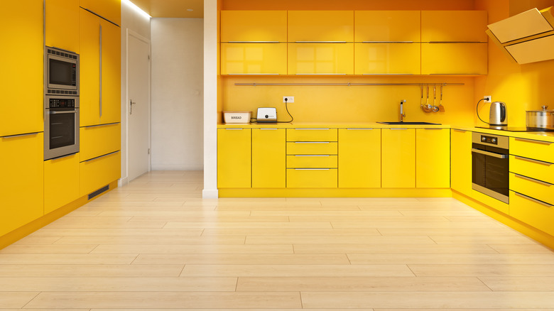 all yellow modern kitchen