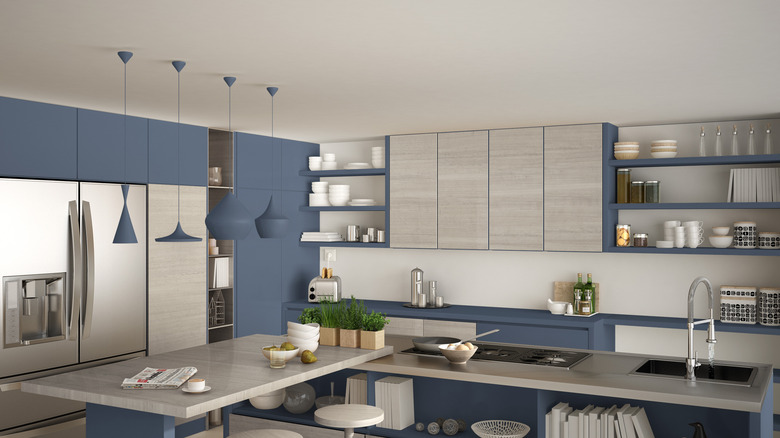 blue and gray kitchen