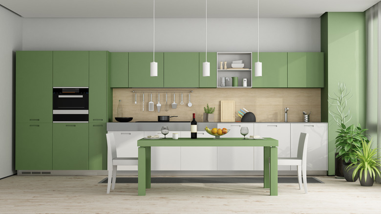 avocado green kitchen cupboards