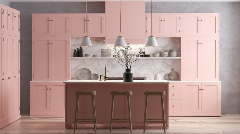 pink and gray kitchen