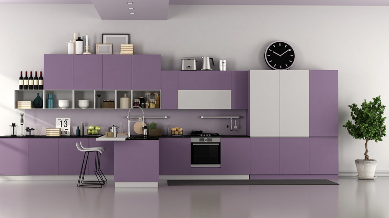 modern white and purple kitchen