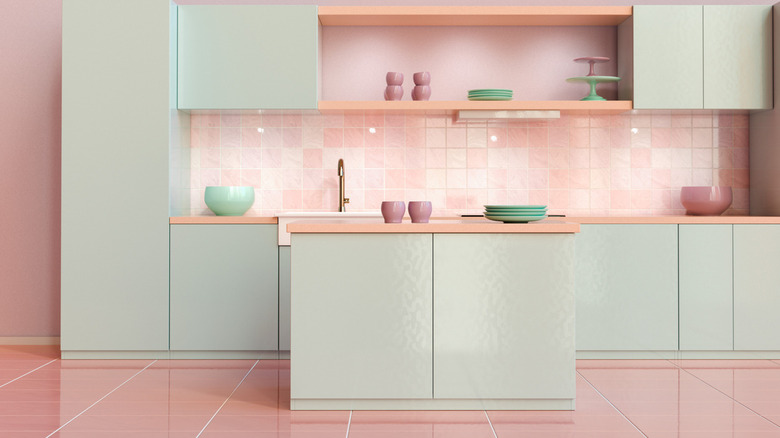 Pink kitchen flooring 