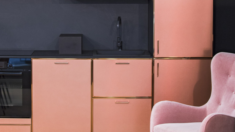Rose gold and black kitchen 
