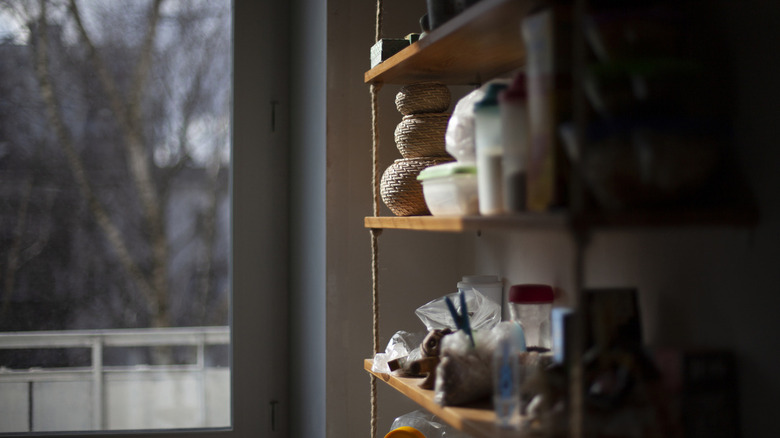 floating shelf in kitchen