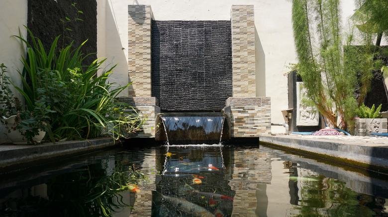 large fountain over a pond