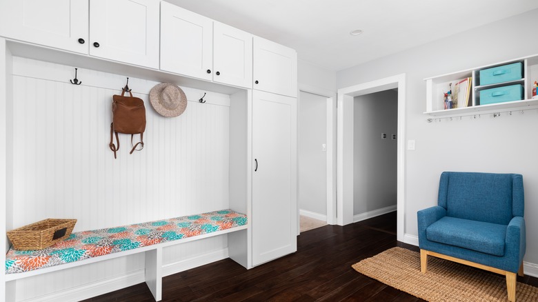 mudroom with built-in bench