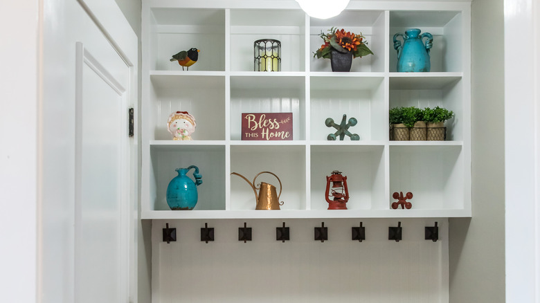 mudroom with shelves