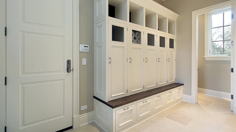 mudroom with drawers and cabinets