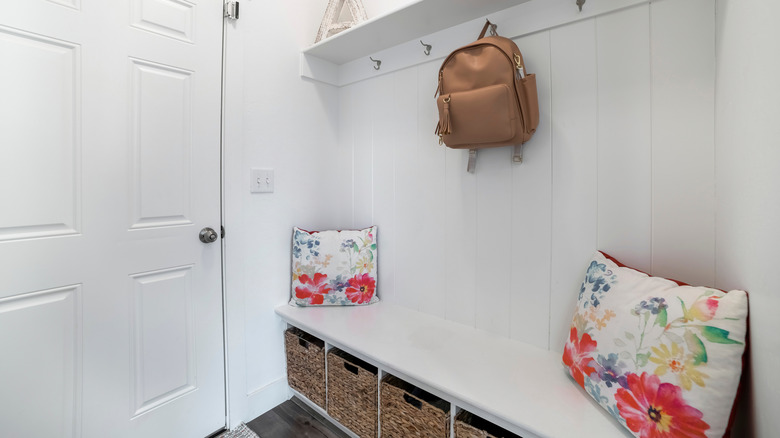 classy white mudroom