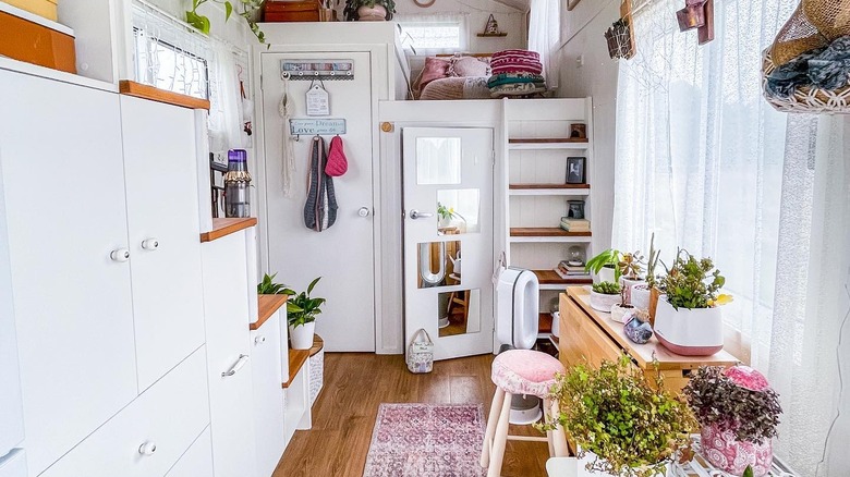 White and pink tiny house