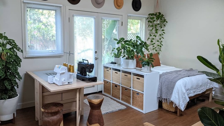 Tiny house with sewing table