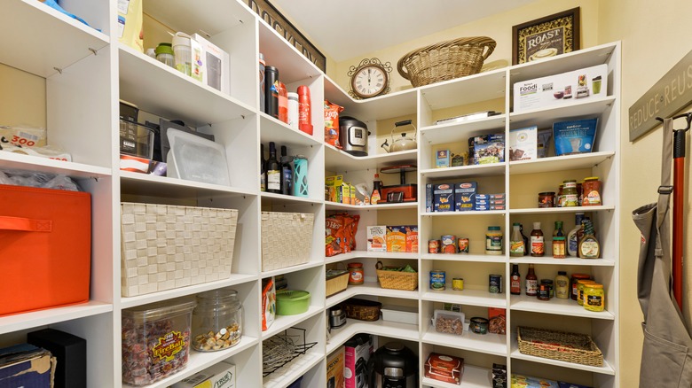 Large storage boxes in pantry