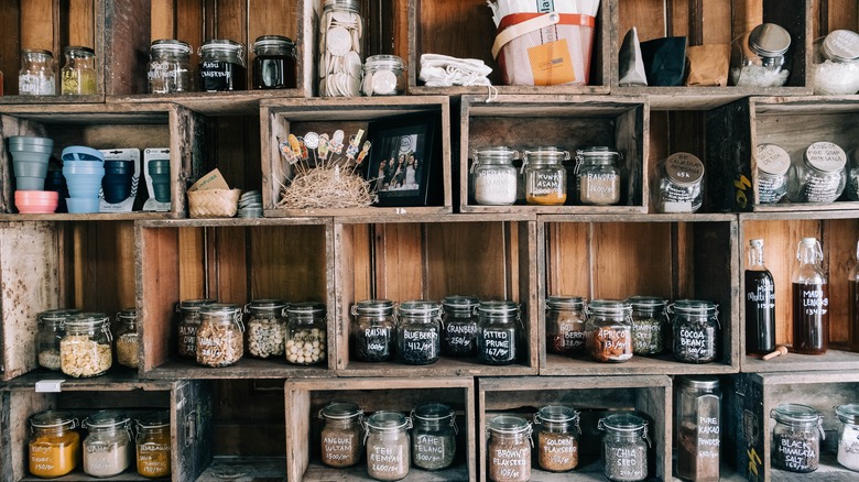 Rustic pantry shelves