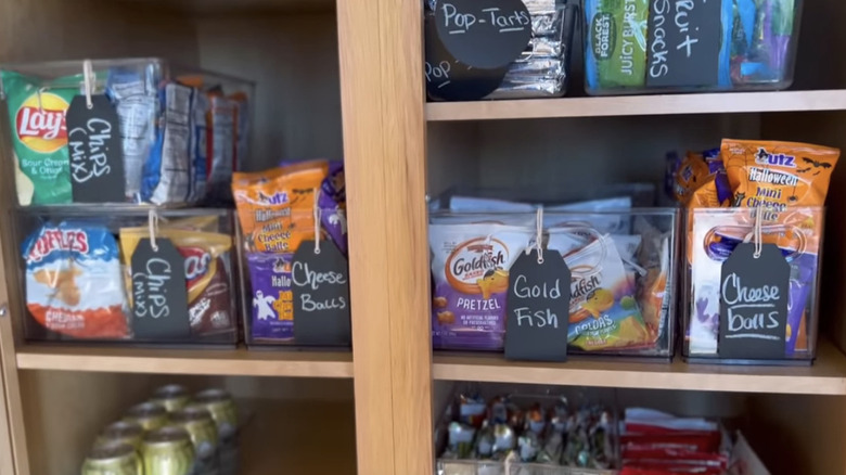 Chalk labeled pantry organizers