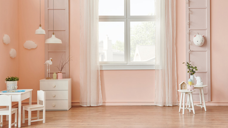 pink kids room wall