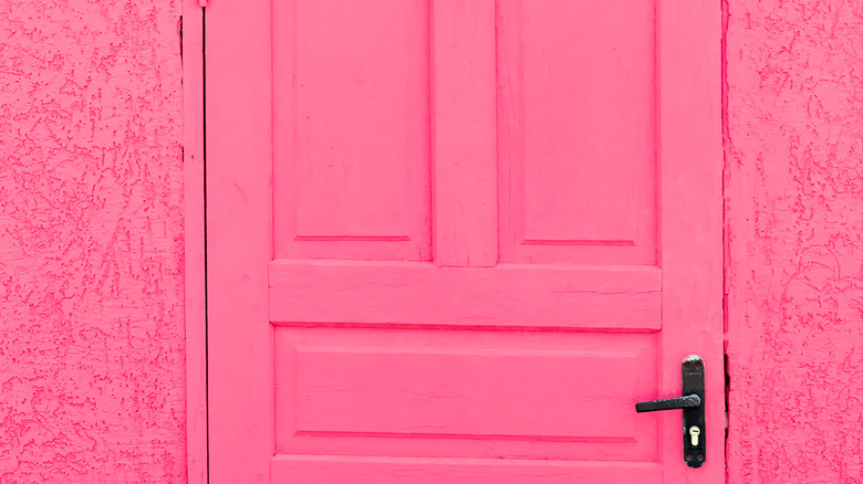 pink door and wall