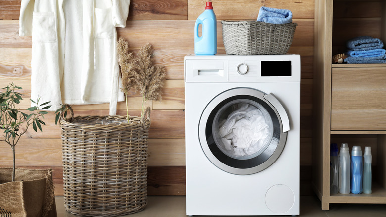 washing machine in laundry room