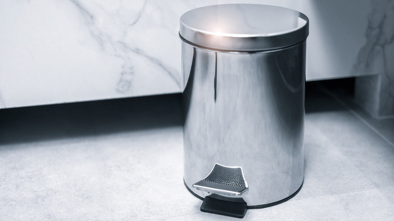 small steel trash can