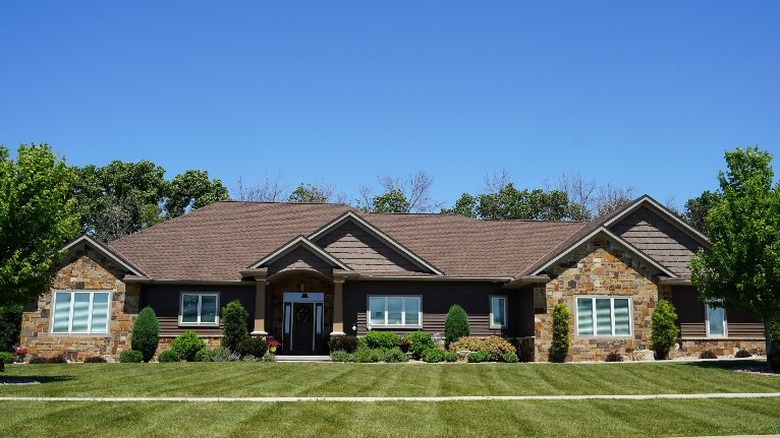 Brown ranch with multiple gables