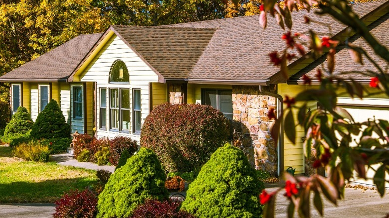 Siding and stone on house