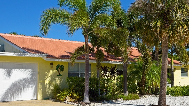 Yellow house with tile roof