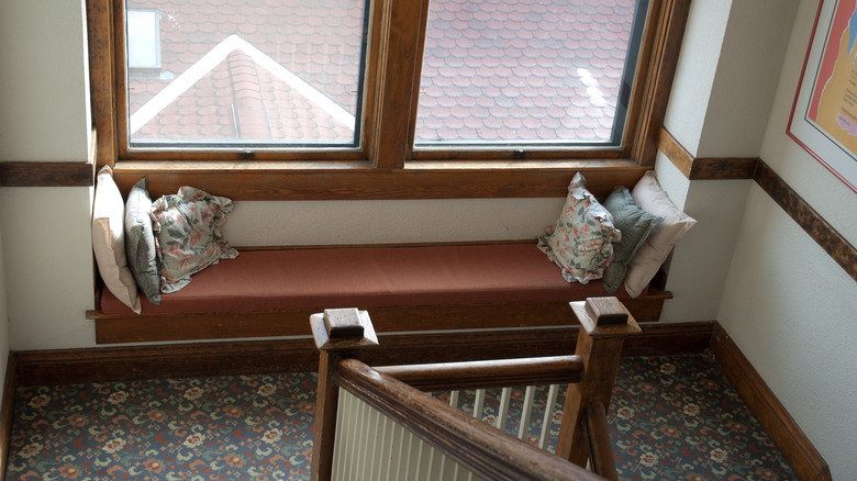 window sill bench in staircase