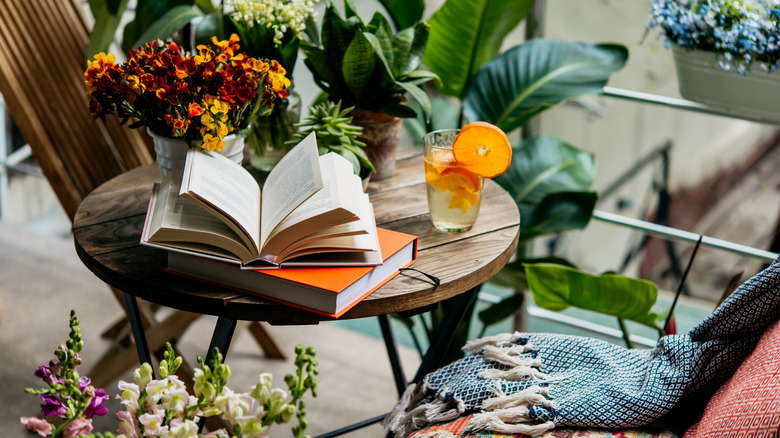 plants around table on patio