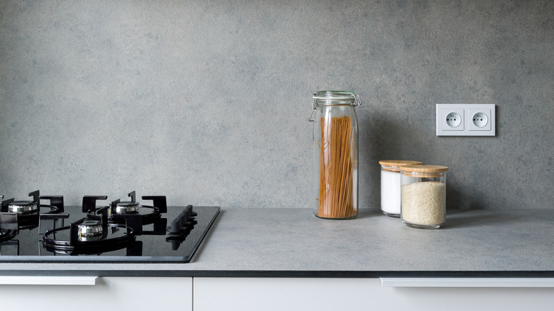 Cement kitchen backsplash