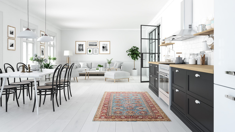 Scandinavian kitchen with rug