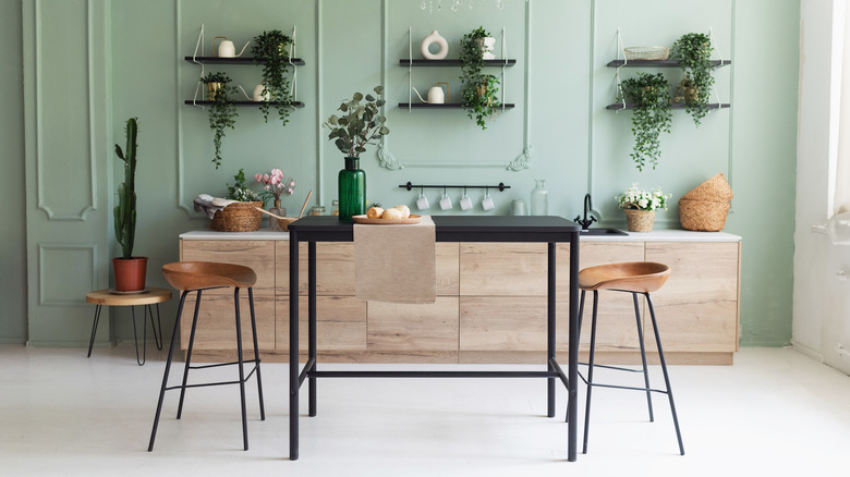 Kitchen with open shelves