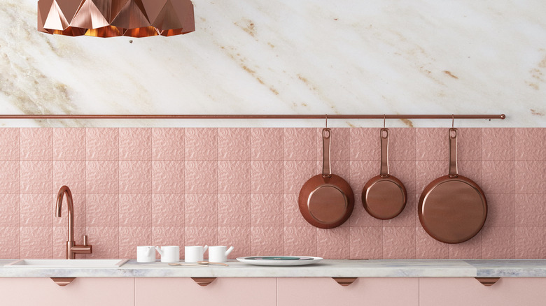 Pink Scandinavian kitchen