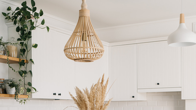 Rattan light fixture