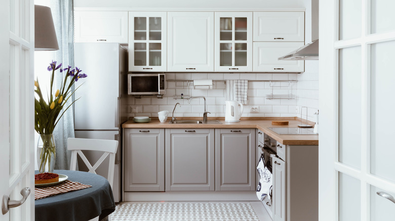 White and gray cabinets