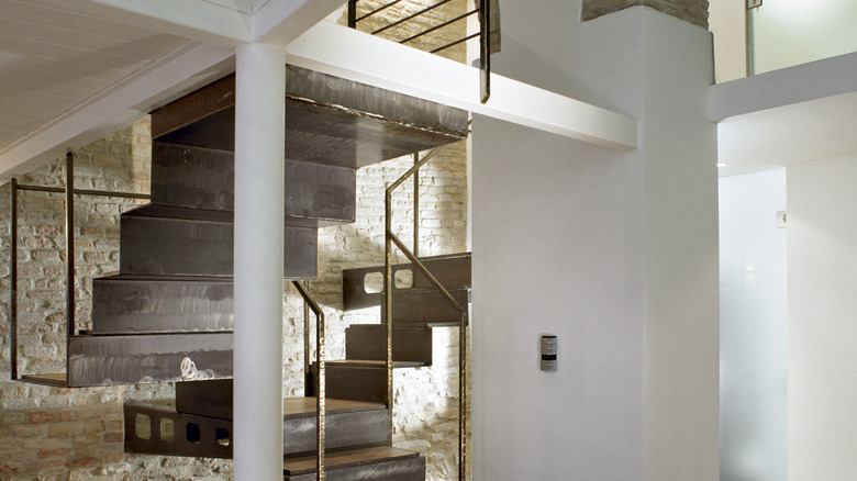 iron staircase in modern living room