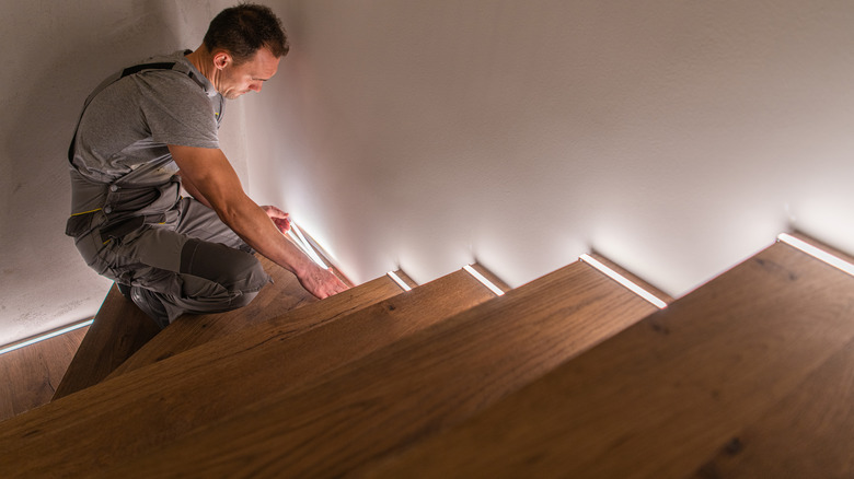 LED lighting addition on staircase