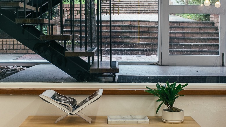 black staircase in modern apartment