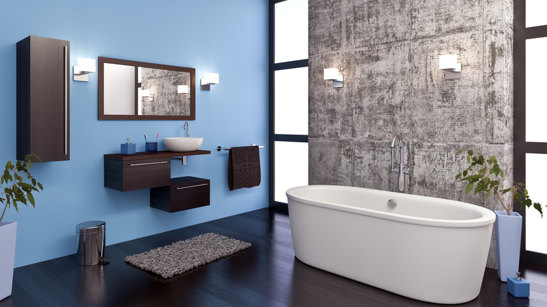 blue and gray bathroom