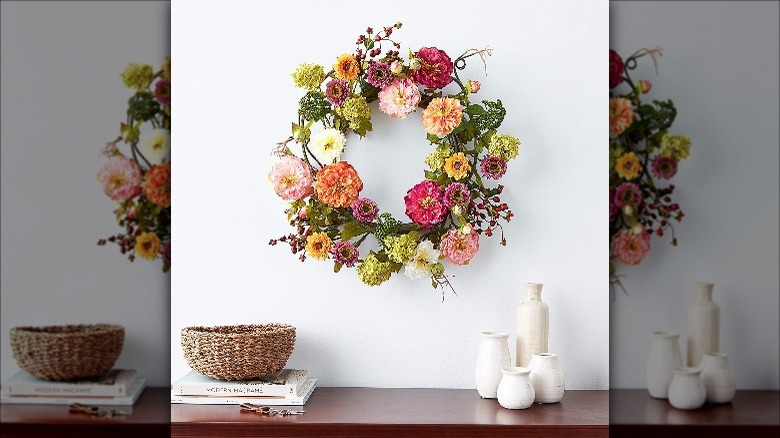 Bright flower green vine wreath